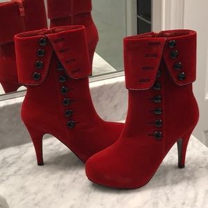 Red Over the Ankle 3” Heel Boots